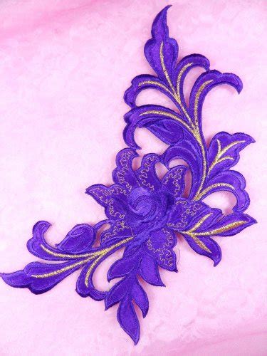 Purple Flower Embroidered Iron On Applique