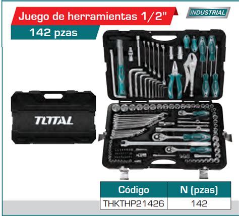 JUEGO HERRAMIENTAS TOTAL 142 PCS THKTHP21426 Ventura Ferretería en Línea