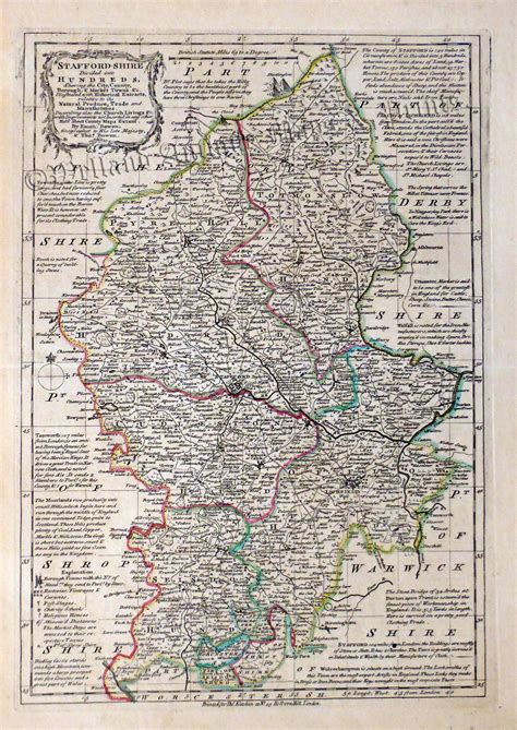 STAFFORD SHIRE Divided Into HUNDREDS By E T Bowen C 1777