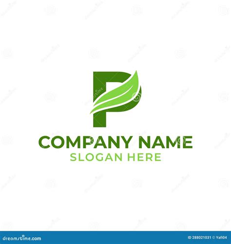 Letter P Logo With Leaf Vector P Leaf Logo Template Leaf Logo