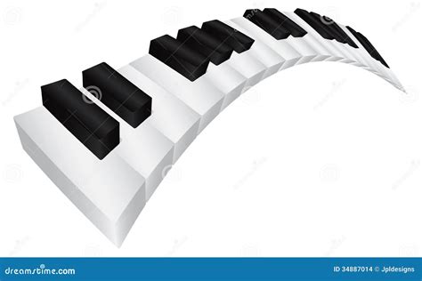 Teclado Ondulado Preto E Branco 3D Illustratio Do Piano Ilustração do