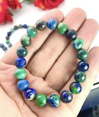 Aaa Quality Natural Azurite Malachite Round Beaded Bracelet For Men And