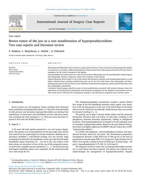 PDF Brown Tumor Of The Jaw As A Rare Manifestation Of