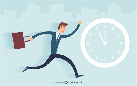 Business Man Running Late Illustration Vector Download