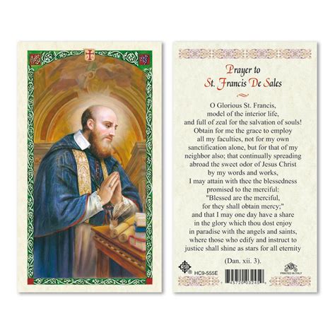 St Francis De Sales Prayer Card 25pk English San Francis