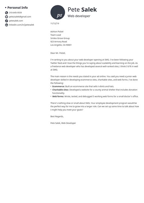 Web Developer Cover Letter Examples Best Templates 2024