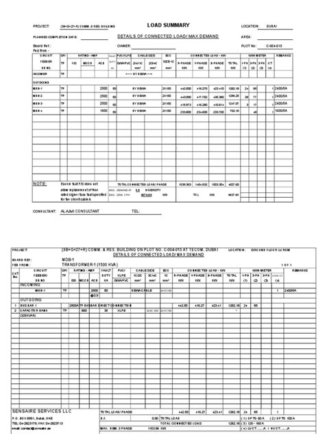 Electrical Load Distribution Schedule Revised 07 05 08 Pdf Physical