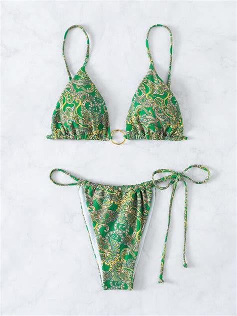 Is That The New Paisley Print Bikini Set Triangle Bra Thong Bottom