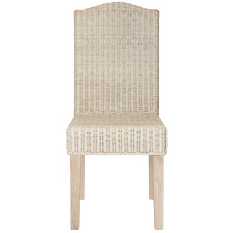 Safavieh Rural Woven Dining Odette White Washed Wicker Dining Chairs ...