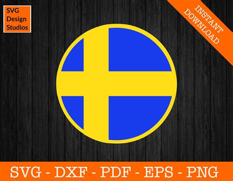 Sweden Svg Round Swedish National Flag Clipart Svg Cut File - Etsy