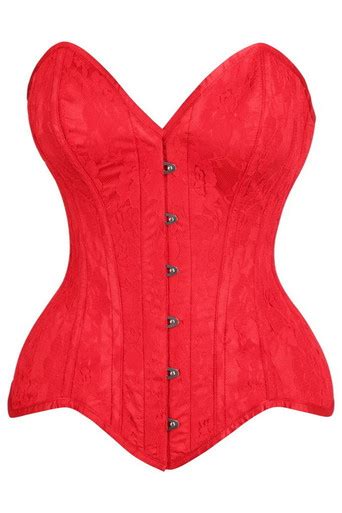 Top Drawer Red Satin And Lace Steel Boned Overbust Corset Spicy Lingerie