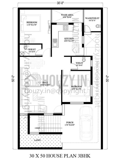 30x50 House Plans 30x50 3bhk House Design Houzyin