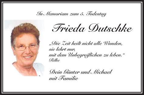 Traueranzeigen Von Frieda Dutschke Nordbayerischer Kurier