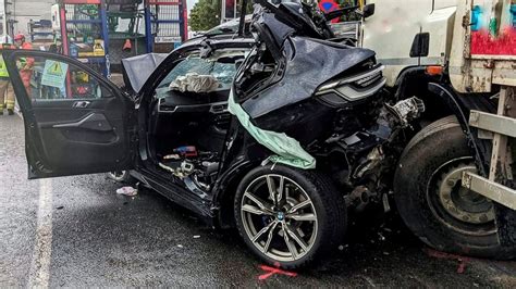 Miraculously Bmw Driver Survives After Being Crushed Between 2 Semis