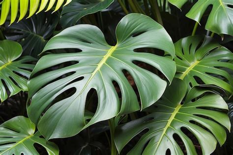 Premium Photo Monstera Deliciosa Plant Leaves In A Garden