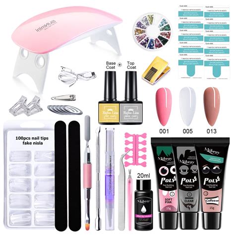 Poly Gel Kit Set Profissional Prego Conjunto 6 W UV Lâmpada De