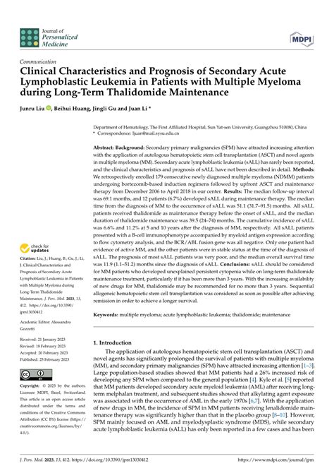 PDF Clinical Characteristics And Prognosis Of Secondary Acute