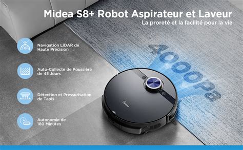 Midea Robot Aspirateur Laveur Pa Avec Station De Vidage Automatique