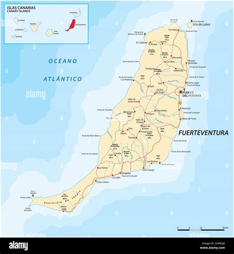 Vector Road Map Of Canary Island Fuerteventura Stock Vector Image And Art