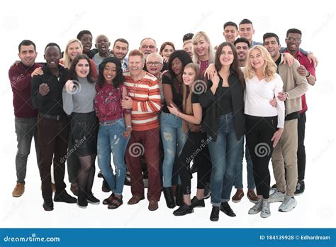 Large Group Of Fun Diverse People Standing Together Stock Photo Image