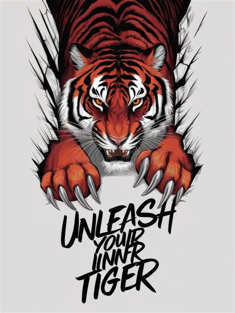 Fierce Tiger Breaking Through Wall With Motivational Text Unleash Your