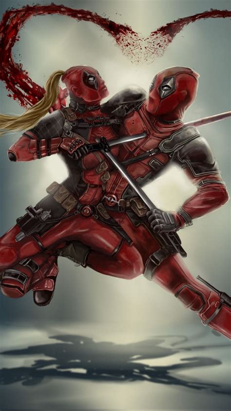 Dedpool Vs Lady Deadpool Superhero Couple Fight Art 720x1280 Wallpaper Lady Deadpool