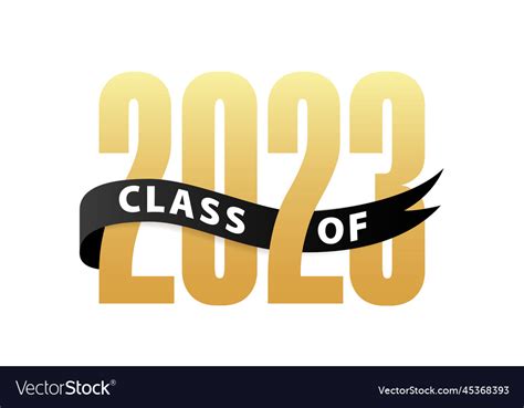 Class Of 2023 Gold Lettering Graduation 3d Logo Vector Image