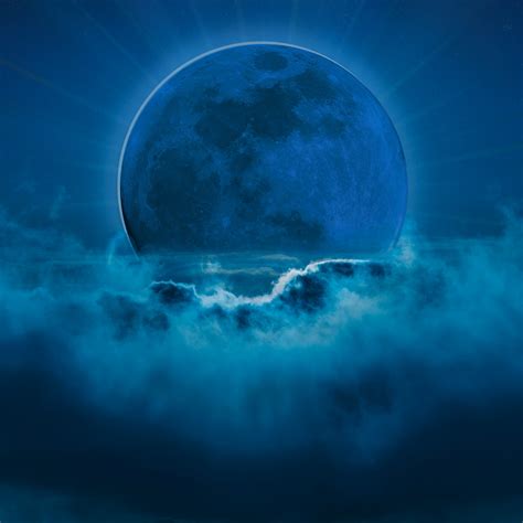 Blue moon Wallpaper 4K, Night, Surreal, Blue background