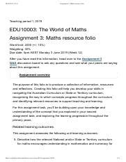 Assignment 3 Maths Resource Folio Pdf Course Hero