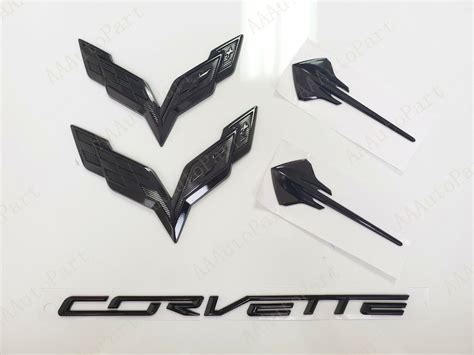 5pc Front Rear Stingray Corvette Letter Black Crossed Flags 2014 19 C7 Corvettes Ebay