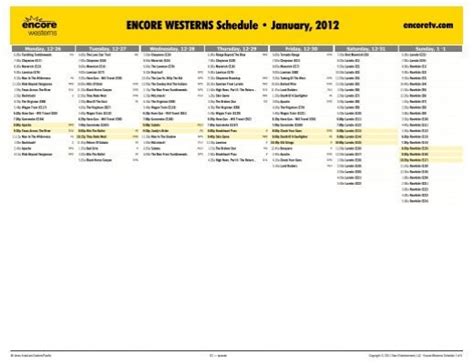 ENCORE WESTERNS Schedule - January, 2012 - Starz