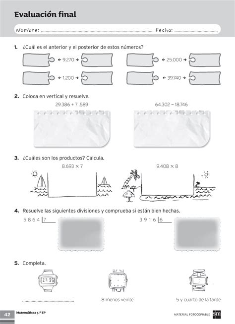 3 Epmatc 2 EVAL FIN ES Fichas anaya 3º 42 Matemáticas 3 º EP