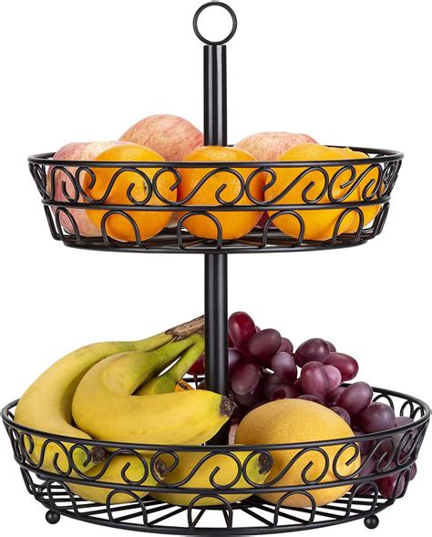 Amazon De Lomofi Obst Etagere Mit St Ckig Schwarz Dekorativer