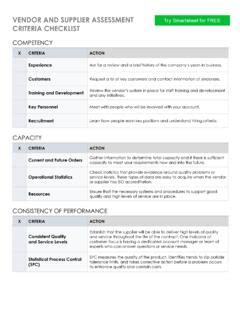 Vendor And Supplier Assessment Criteria Checklist Vendor And Supplier