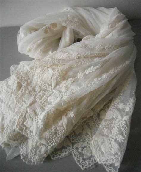 Sale Off Witte Lace Stof Retro Geborduurde Kant Stof Franse Etsy