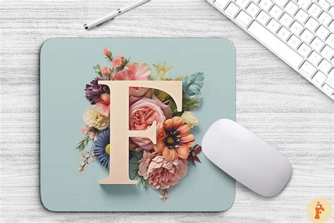 Letter F Floral Monogram Mouse Pad Graphic By Foxmia · Creative Fabrica