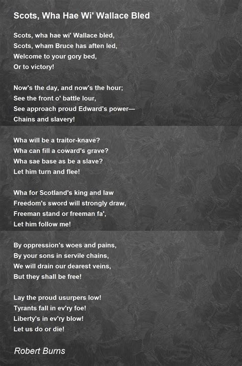 Scots Wha Hae Wi Wallace Bled Poem By Robert Burns Poem Hunter