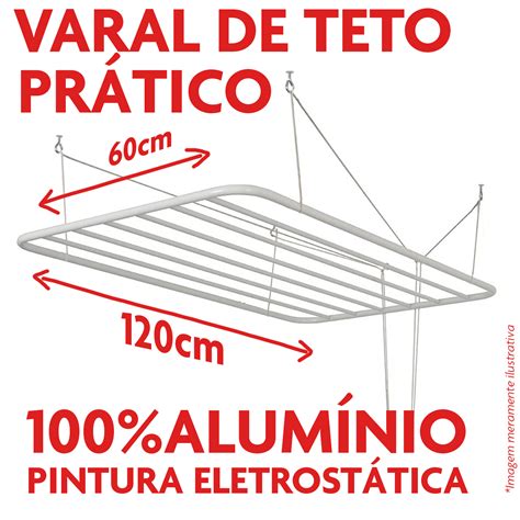 Varal De Teto Em Alumínio 1 20 Mt Resistente Não Enferruja VARAIS DE