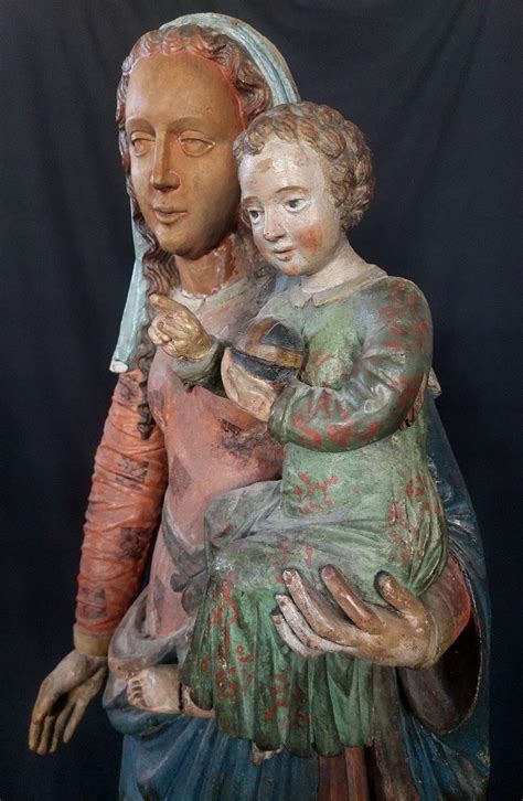 Proantic Grande Vierge à l Enfant en bois polychrome XVIe Siècle Fra