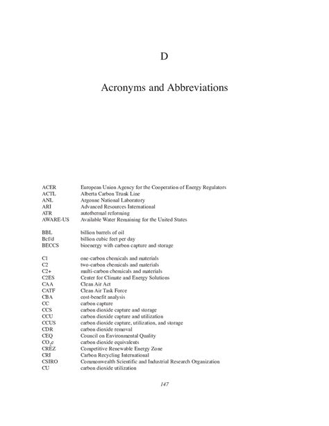 Appendix D Acronyms And Abbreviations Carbon Dioxide Utilization