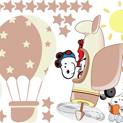 Adesivo de Parede Snoopy Aviador e Balões Cute Baby Nude Elo