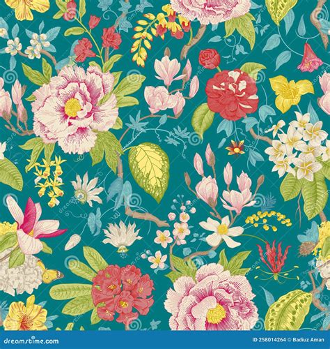 Vintage Floral Seamless Pattern Spring Flowers Stock Illustration