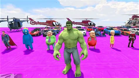 Colourful Hulk Motu Patlu And Shinchan Playing Parkour Hulk Bridge Ramp