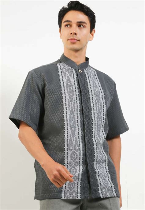 Promo Batik Arjunaweda Busana Muslim Koko Tenun Sulam 1 94B294112 Abu