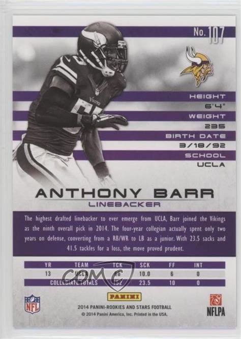 Panini Rookies Stars Longevity Parallel Gold Anthony Barr