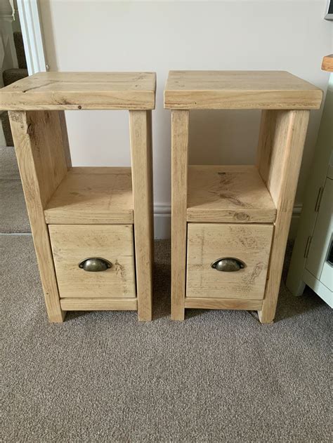 Handmade Rustic Reclaimed Narrow Bedside Cabinets Per Pair Etsy