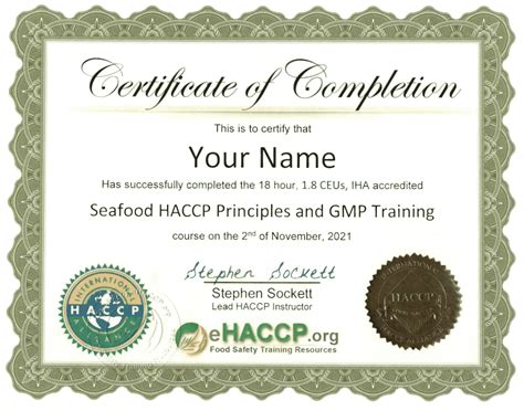 Seafood Haccp Certificate Haccp Training And Certification