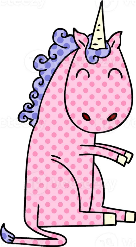 Quirky Comic Book Style Cartoon Unicorn Png