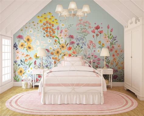 Wildflower Mural Traditional Or Removable Vinyl Free Etsy In 2021