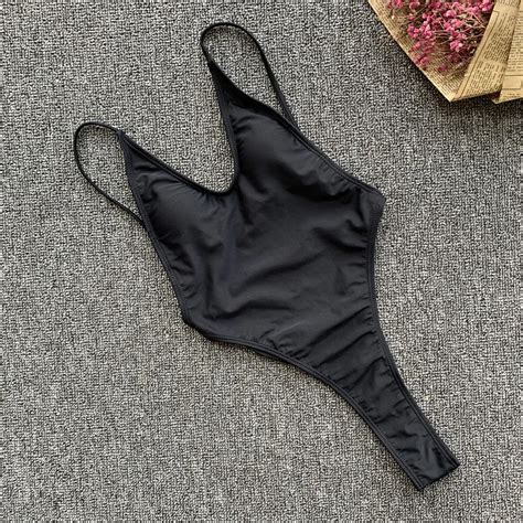Swimwear Custom Logo Women S One Piece Swimsuit Thong Bikini Open Back